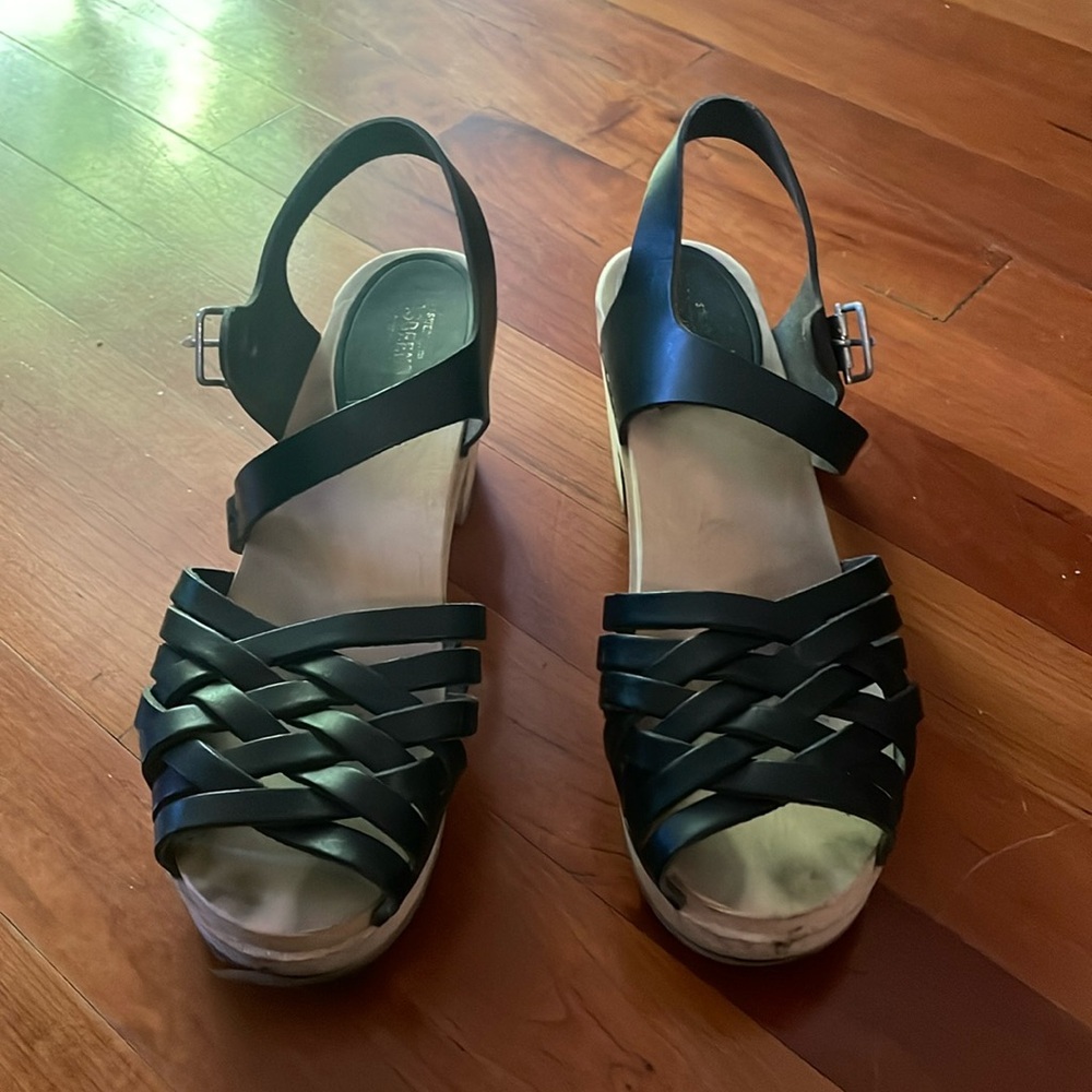 Swedish Hasbeens Black leather heeled sandal